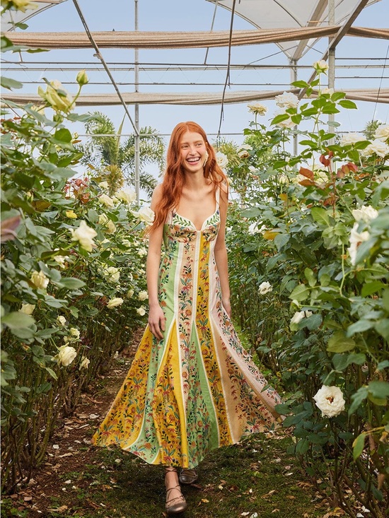 FARM Rio Dresses & Skirts - NWT FARM Rio Delicate Floral Stripes Maxi Dress